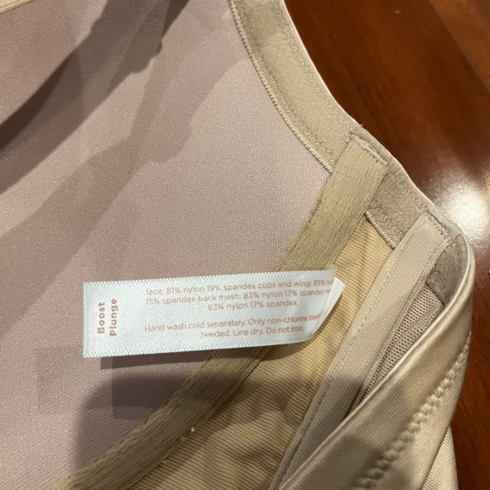 Cacique Boost Plunge Bra 40DDD 40F Beige Nude Racerback‎ Lace Intimates Plus New - Picture 7 of 8